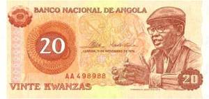 Uno de los primeros billetes de kwanza emitidos por el gobierno de Agostinho Neto